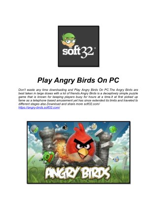 Play Angry Birds On PC