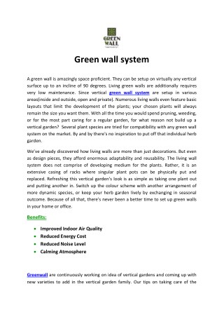 Green wall system