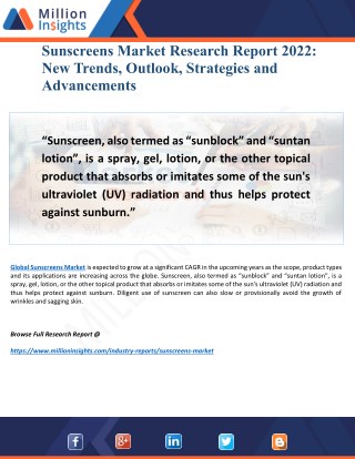 Sunscreens Market Evolving Technology, Trends, New Business Strategy