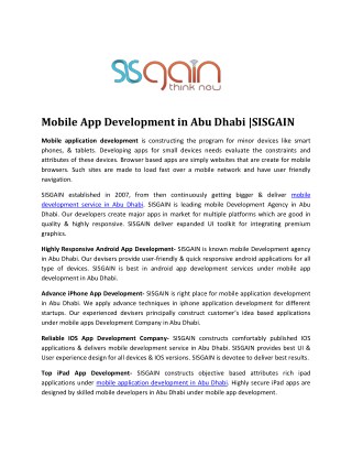Top Mobile development Agency in Abu Dhabi | SISGAIN