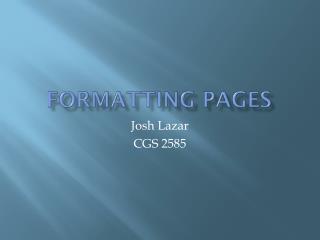 Formatting Pages