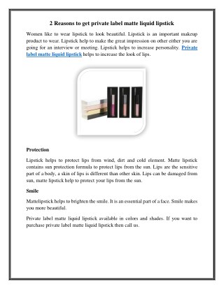 2 Reasons to get private label matte liquid lipstick