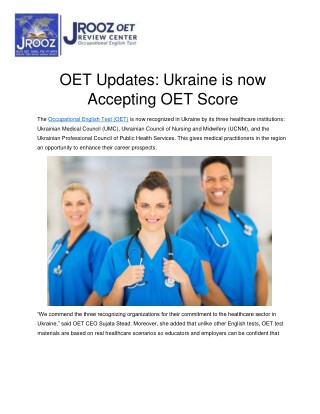 OET Updates: Ukraine is now Accepting OET Score