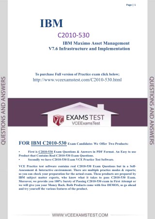 Get Valid IBM C2010-530 VCE Exam 2018 - [DOWNLOAD FREE DEMO]