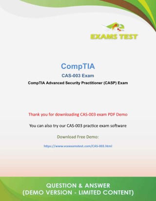 Get Valid CompTIA CAS-003 VCE Exam 2018 - [DOWNLOAD FREE DEMO]