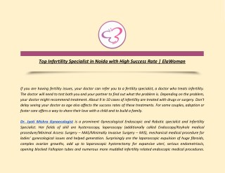 Top Infertility Specialist in Noida with High Success Rate | ElaWoman