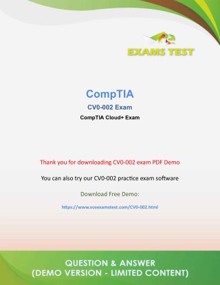 Get Valid CompTIA CV0-002 VCE Exam 2018 - [DOWNLOAD FREE DEMO]