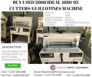 Buy Used 2006 Ideal 4810-95 Cutters/Guillotines Machine