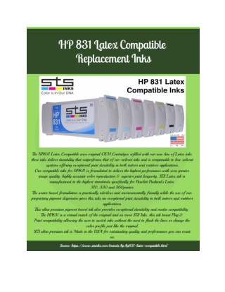 HP 831 Latex Compatible Replacement Inks - STS Inks