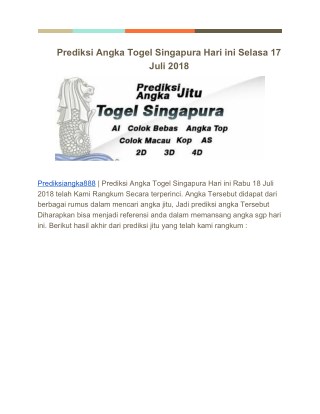 Prediksi Angka Togel SGP dan Togel HK | Prediksiangka888