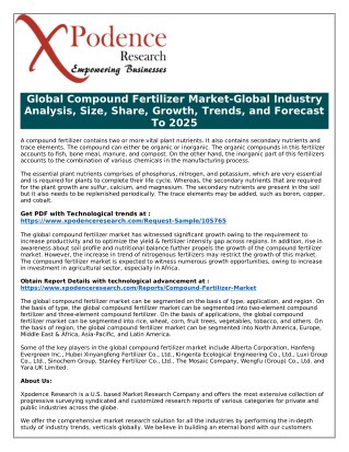 Global Compound Fertilizer Market - Changing Supply And Demand Scenarios By 2025