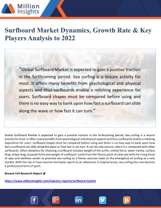 Surfboard Market Dynamics, Growth Rate & Key Players Analysis to 2022