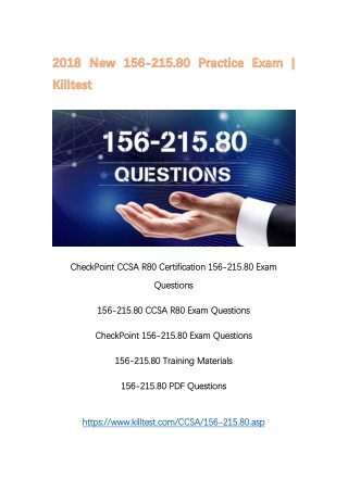 2018 New 156-215.80 CheckPoint PDF 156-215.80 Questions