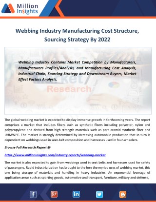 Webbing Market Product Category, Business Overview, Specification By 2022