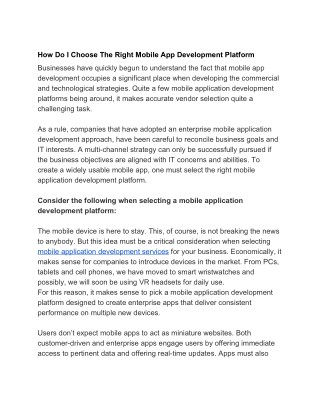 How Do I Choose The Right Mobile App Development Platform