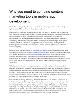 Why you need to combine content marketing tools in mobile app development