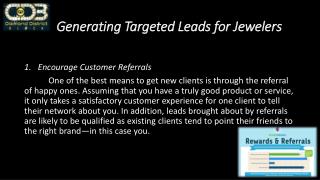 Generating Targeted Leads for Jewelers