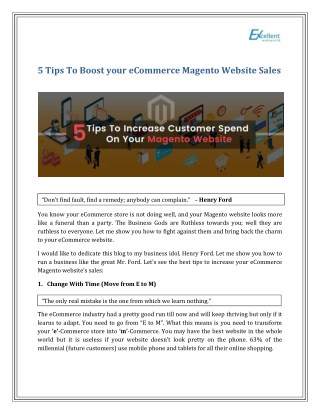 5 Tips To Boost your eCommerce Magento Website Sales