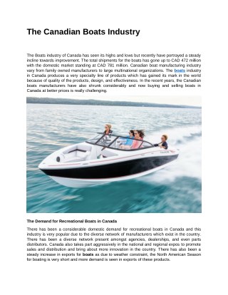 The Canadian Boats Industry