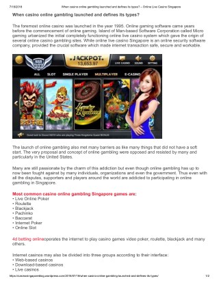 Singapore Online Game