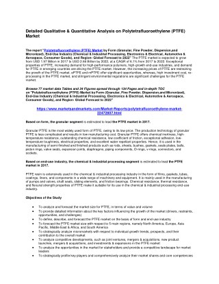 Detailed Qualitative & Quantitative Analysis on Polytetrafluoroethylene (PTFE) Market