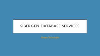 Sibergen Database Services