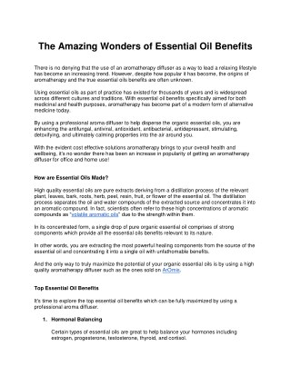 The Amazing Wonders of Essential Oil Benefits