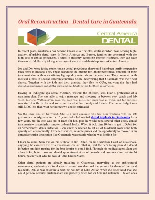 Oral Reconstruction - Dental Care in Guatemala