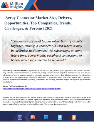 Array Connector Market Analysis,Array Connector Market Share,Array Connector Market Size,Array Connector Market Trend,