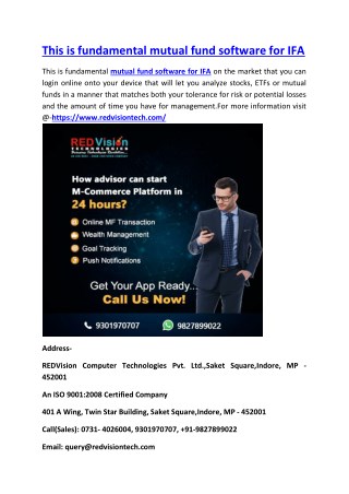 This is fundamental mutual fund software for IFA