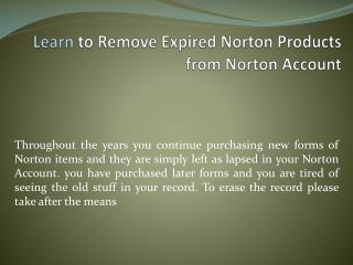 Learn To Remove Expired Norton Products From Norton Account