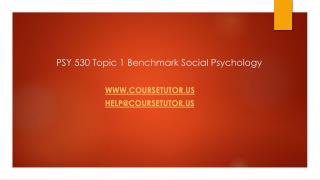 PSY 530 Topic 1 Benchmark Social Psychology