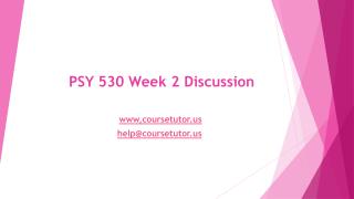 PSY 530 Week 2 Discussion