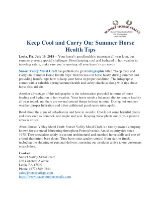 Keep Cool and Carry On: Summer Horse Health Tips