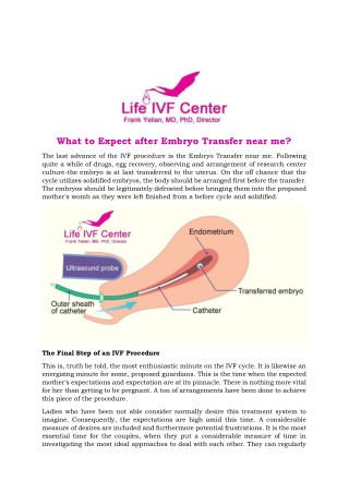 What to Expect after Embryo Transfer near me?