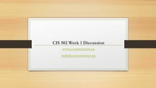 CIS 502 Week 1 Discussion