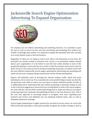 Jacksonville Search Engine Optimization Advertising To Expand Organisation