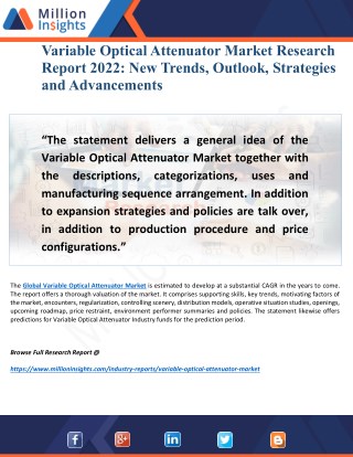 Variable Optical Attenuator Market Future Demand, Opportunity, Challenges