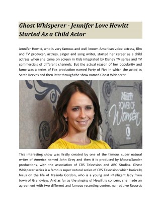 Ghost Whisperer - Jennifer Love Hewitt Started As a Child Actor