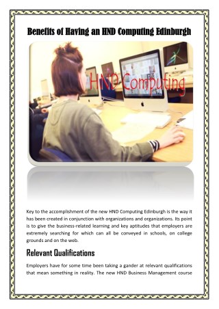 Benefits of Having an HND Computing Edinburgh