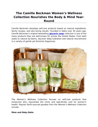 The Camille Beckman Womenâ€™s Wellness Collection Nourishes the Body & Mind Year-Round