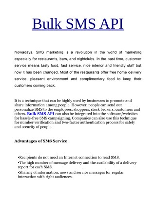 Free Bulk SMS API Provider In Indore