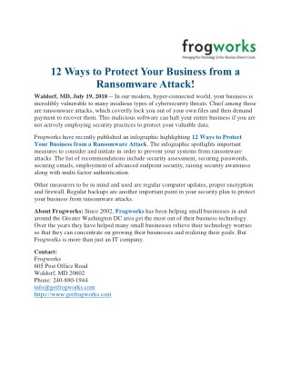 12 Ways to Protect Your Business from a Ransomware Attack!