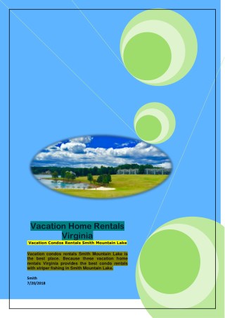 Vacation home rentals Virginia