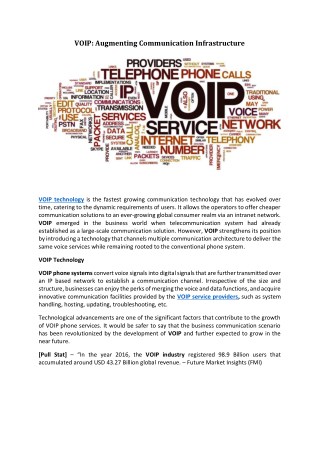 VOIP: Augmenting Communication Infrastructure