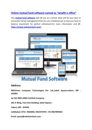 Online mutual fund software named as â€œwealth e officeâ€