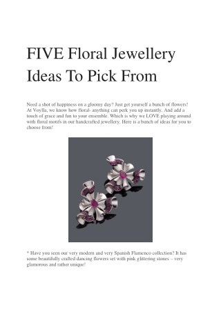 FIVE Floral Jewellery Ideas To Pick From