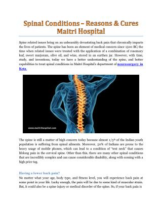 Spinal Conditions â€“ Reasons & Cures - Maitri Hospital