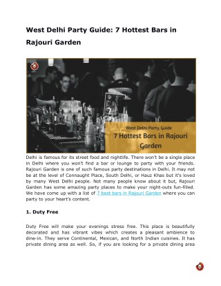 West Delhi Party Guide: 7 Hottest Bars in Rajouri Garden