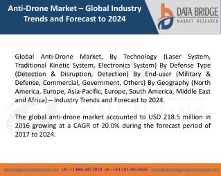 Global Anti-Drone Market â€“ Industry Trends and Forecast to 2024